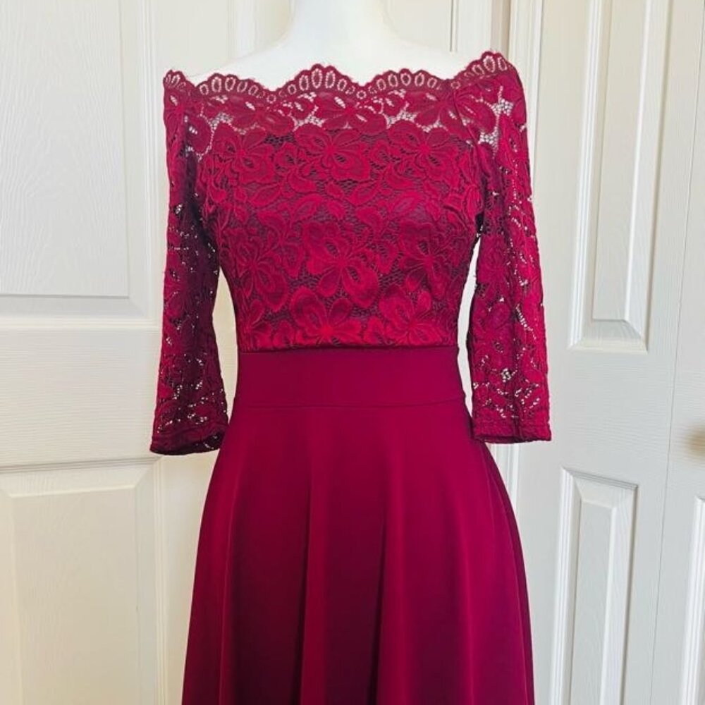 MISSMAY Women's Formal burgundy dress in medium